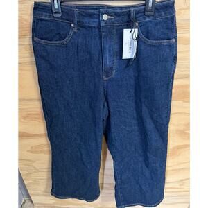 Women's NWT Judy Blue Denim Wide Leg 14W Cropped Tummy Control